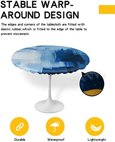 Toca de mesa redonda azul moderna Capa de mesa ajustada, toalhas de mesa elásticas à prova d'água à prova de tecido de pano de pano