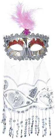 Máscara de Halloween branca de máscara de Halloween rosa Máscara de máscaras de máscaras femininas Oriental máscara veneziana de penas venezianas Squeleto de Halloween Decorações de Halloween para suprimentos para festas de Halloween em casa
