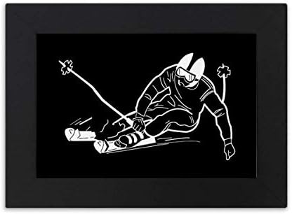 Cold Master Diy Lab Lab Black Winter Sport Skiing Pattern Ilustration Desktop Photo Frame Black Picture Art Painting 7x9 polegadas