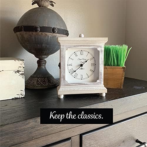 Relógio de prateleira rústico verre verre para a lareira da sala de estar, mesa ou mesa de 9 x 7 decoração de casa