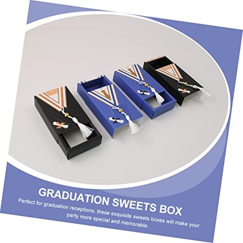 Nolitoy Blue Gift Box 50 PCs embrulhando parabéns Cap Drawer Sweets School com formulário de graduação Hat Hat da faculdade