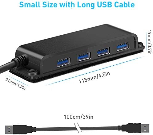 4-porta USB 3.0 Portátil Hub, hub de dados USB corrigível 3.0 com cabo de 3,3 pés/100 cm para MacBook, Mac Pro/Mini,