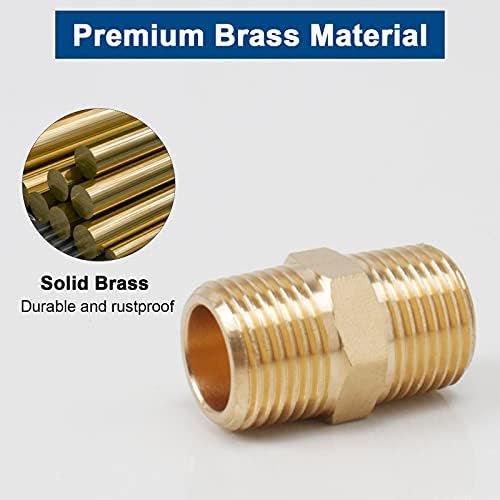 Bathace Solid Brass Hex-Mamilos, companhia aérea de roscas, ajustes de adaptadores de tubo de latão pesados, conectores