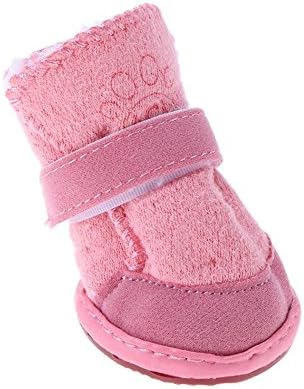 Botas de neve quente de inverno de cachorro protetem sapatos de cachorro não deslizam botas de pata para cães pequenos e médios, pacote de 4 xl, rosa e efetivo