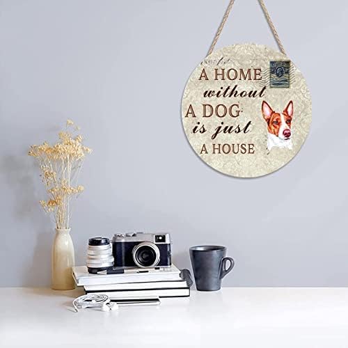 Bem -vindo a uma casa sem cachorro é apenas uma casa Basenji Vintage Aluminium Sign 8x8in, Pata de cã