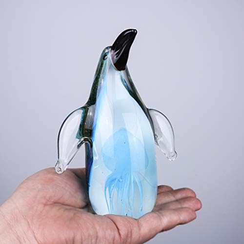 QF Crystal Figure Fades Handmade Penguin com uma água de água de água de vidro artesanal soprado de papel, arte do estilo Murano,