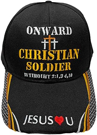 Soldado cristão em diante Capinho de beisebol de lona preta com bordado | Um tamanho se encaixa em todos | Gancho ajustável