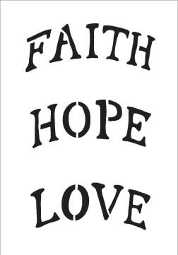 Faith Hope Love STÊNCIL BY Studior12 | Arte do tamanho do ornamento em arco - modelo de Mylar reutilizável | Pintura, giz, mídia mista