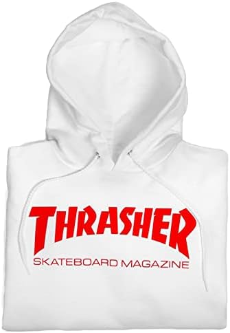 Revista thrasher skate masculino mag white/vermelho de manga comprida capuz
