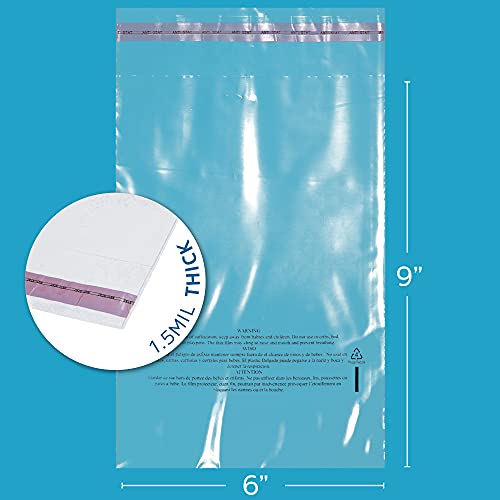 GPI - pacote de 100 6 x 9 Sacos poli com selo próprio - 1,5 mil - sacos poli vedados com tira adesiva e aviso de asfixia