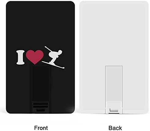 Eu amo esqui USB Drive Credit Card Design USB Flash Drive U Disk Thumb Drive 64G