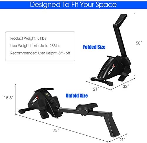 GOPLUS MACHINE MAQUENTE MACHINE REMO DE EXERCÊNCIO DO EXERCÊNCIO COM SISTEMA DE RESISTÊNCIA DE TENSÃO DE 10 NÍVEL, MONITOR