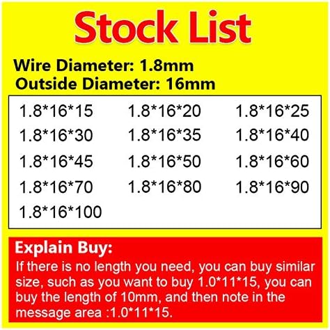 AHEGAS SPRINGS COMPRIMENTAÇÃO Spring Release Spring Retorno Pressão Fio da mola Diâmetro de 1,8 mm, diâmetro externo 16mm)