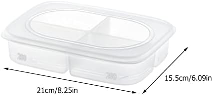 Ultnice 2pcs Libe de organizador de geladeira de quatro grade recipientes de armazenamento de alimentos divididos com tampas de plástico transparente caixas de recipiente de plástico para geladeira para geladeira.