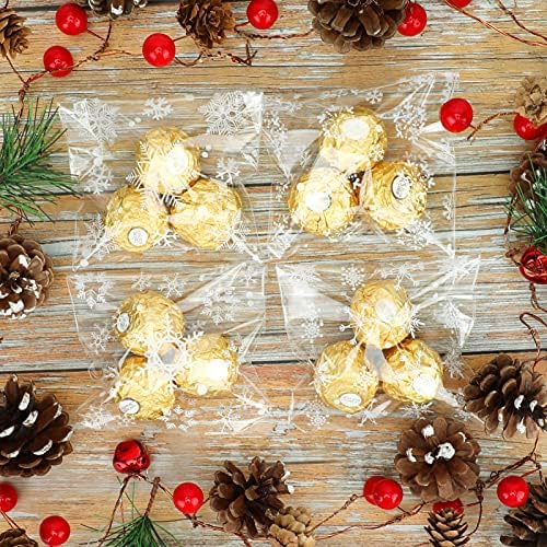 Konsait 100Count Snowflake Cookie Candy Treat Bacs