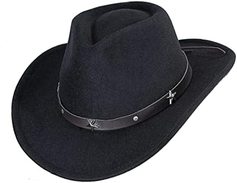 Chapéu de cowboy clássico para mulheres e homens estilo ocidental larga lapéu de fedora com cinta