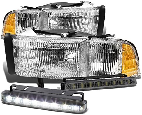 Compatível com Dodge Ram Br/Be Par of 4PCS OE Substituição em estilo de reposição+Luz de nevoeiro LED DRL 8 Smoked DRL 8