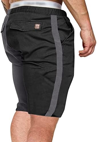 Calça de carga fit fit fit masculina de cor casual listrado todos os shorts de tecido de tecido de tecido cinco pontos