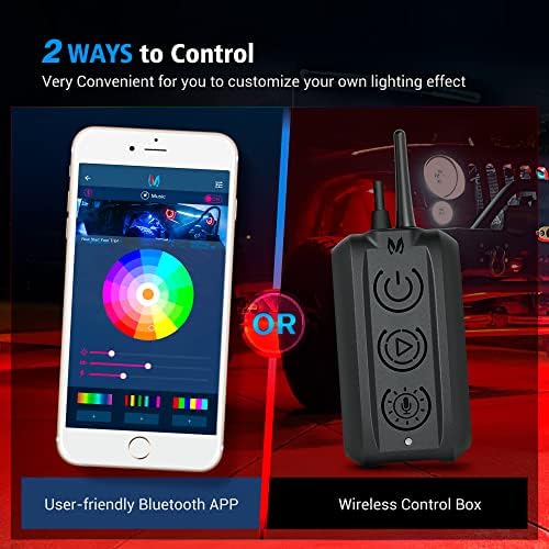 MicUning C3 Extensible RGBW Light Rock Lights Control sem fio - 12 PODS LUZES DE NEON Multi -Color Neon com App Bluetooth
