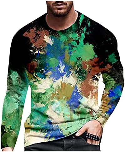 XXBR SOLDILIER THE-SHISTS DE MANAGEM LONGO PARA MONS, MATHE 3D ROVA PINTURA DE PINTURA DE PINTURA DE ÓLEO FIXA FIT CASual Crewneck