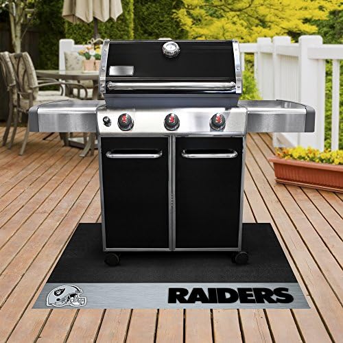 Fanmats 12196 Las Vegas Raiders Vinyl Grill Mat - 26in. x 42in. - Tapete de proteção do pátio do convés | Petróleo,