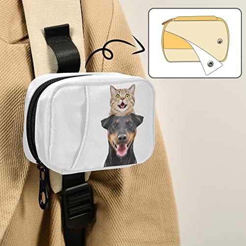 NAANLE Funny Dog Cat Pill Box 7 Day Pill Caso Travel Pill Organizer Bag com suporte portátil portátil de caixa portátil de