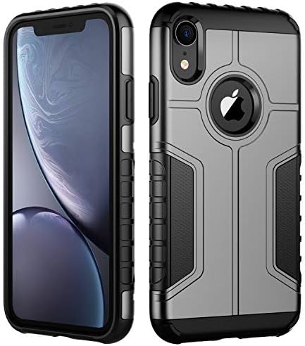 Caixa à prova de choque JETECH para iPhone XR, capa de telefone protetora de camada dupla com absorção de choque, cinza