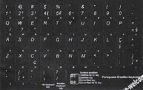 Adesivos de teclado de fundo preto não transparente português para laptops de computador para laptops desktop