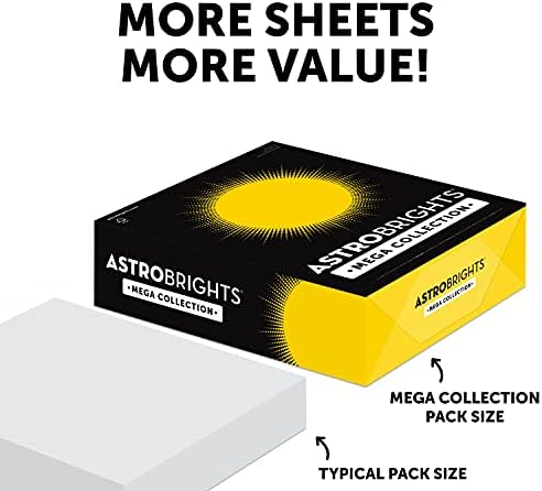 Astrobrights Mega coleção, papel colorido, sortimento alegre de 5 cores, 625 folhas, 24 lb/89 gsm, 8,5 x 11 - mais folhas!