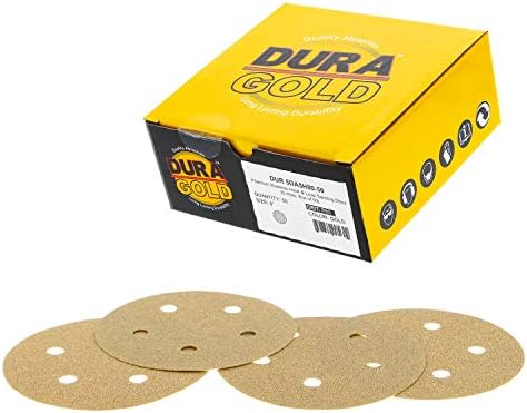 Dura -Gold 80 Grit - 5 Sanding Discs & 5 Hook & Loop Da Backing Plate Pad, padrão de 5 orifícios