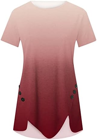 Tops femininos ocultam a túnica da barriga 2023 de verão de manga curta camiseta henley tshirt blusas casuais para leggings