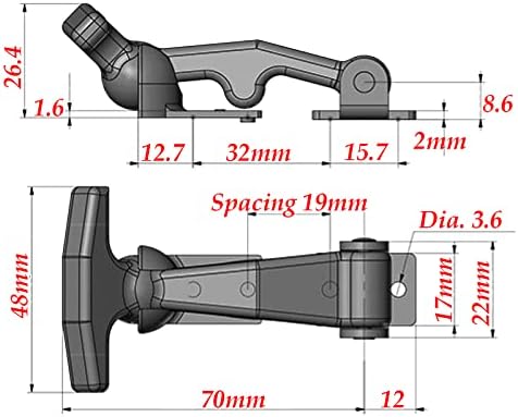 Farboat de 2,8 polegadas de trava de trava que absorve o choque de 2,8 polegadas e fivela de caixa de aço inoxidável para capuz do motor e equipamentos de dispositivos machânicos