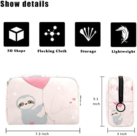 Bolsa de maquiagem tbouobt bolsa de bolsa cosmética bolsa bolsa com zíper, desenho animado de animais preguiçosos rosa