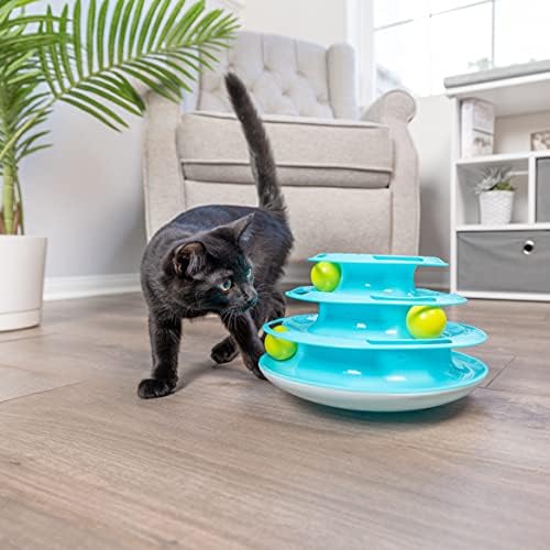 Nossos animais de estimação balançam o track de gato interativo de gatos de gatos de bola tripla para gatos internos com catnip