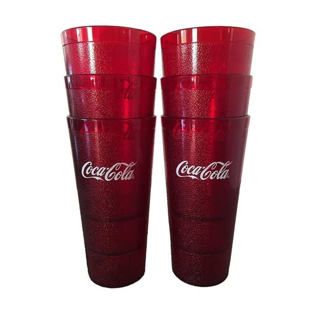 Supply Depot Compatível com o restaurante Coca Cola Red Plastic Tumblers 24oz Carlisle, conjunto de 6