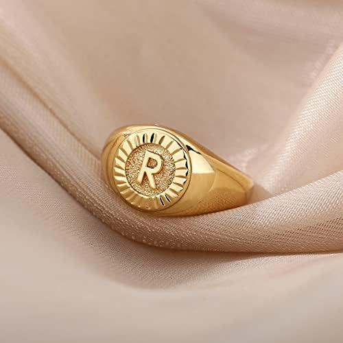 Ttndstore vintage letra inicial anéis de sinete para mulheres anel de abertura da letra de ouro de abertura jóias de casamento-87729