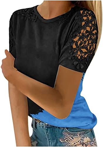 Camisas de estampa floral feminina de ceboyel blusas de crochê de renda fofa tops de manga curta elegante túnica feminina