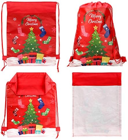 Konsait Christmas Drawstring Bacs Backpack de saco de natal Santa Snowflake Graffiti adesivos de adesivos Presentes Tags para o seu