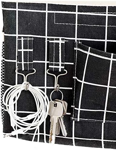 Bolsa de armazenamento Grey990 Wall Hanging, saco de linho de cesta de cabeceira de parede doméstico com gancho de