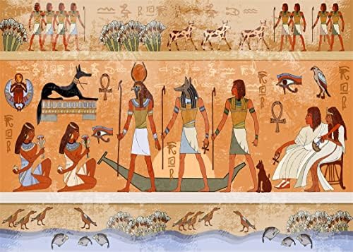 BELECO 10x8ft Tecido de tecido egípcio cenário antigo Egito cena mitologia Deus e faraós hieroglíficos murais do templo