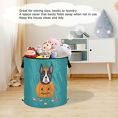 Halloween Black Cat Jack Lanterna Pumpkin Pop Up Laundry Horty com tampa de cesta de armazenamento dobrável Bolsa