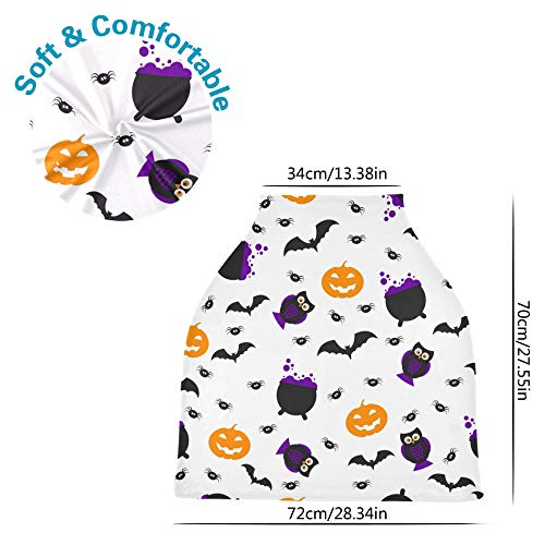 Yyzzh Happy Halloween Padrão com aranha de morcego abóbora de abóbora elástico capa de assento de carro infantil cobertas de enfermagem