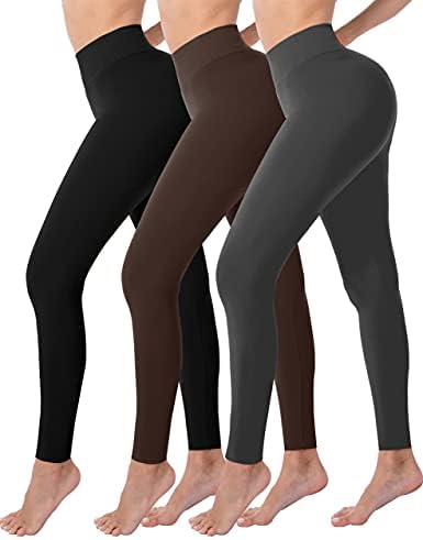 Leggings de cintura alta de chifell para feminino Treino de controle de barriga Executando calças de ioga 3 pacote