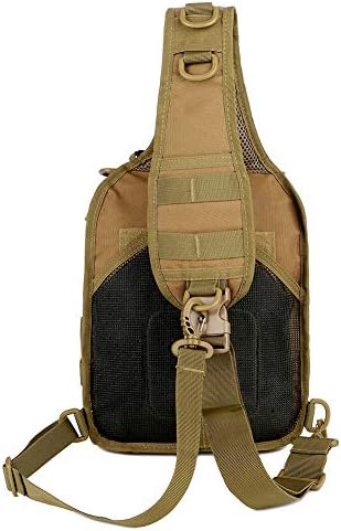 QT & QY Saco de estilingue tático para homens Pequeno mochila de ombro militar de rover EDC Pacote de peito Molle Assault