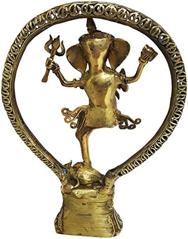 Mehrunnisa artesanal dhokra brass natraja ganesha escultura