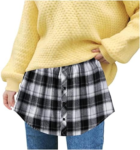 Camisas xadrezas de 2pcs Extensas para mulheres Mini -saia em camadas ajustáveis ​​Top de ponta inferior Blush Casual Blouse Extenders