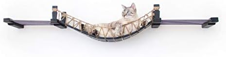 Catastroficreations Cat Bridge Princadeiro de parede e lounge Toy Cat Tree com espreguiçadeira para animais de estimação - Cinza natural/carvão, um tamanho