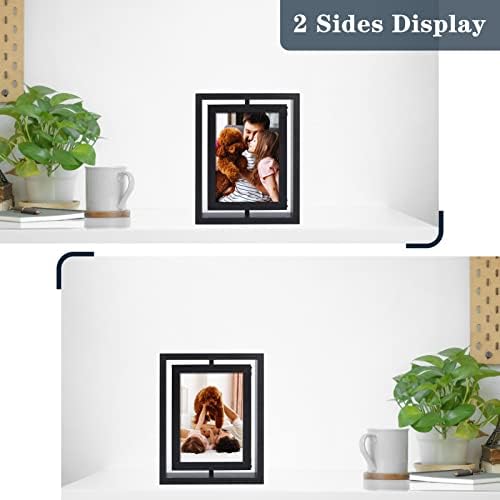 Exyglo 2 pacote 5x7 Quadros de imagem flutuantes em rotação rústica, molduras de fotos para tela de mesa vertical ou horizontal,