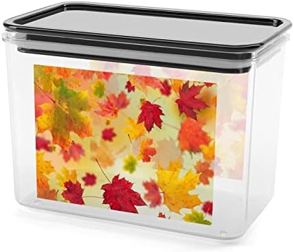 Autumn Maple folhas recipientes de armazenamento Caixa de plástico transparente com tampas de lixeiras reutilizáveis ​​para lanches