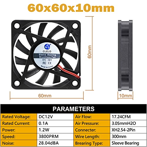 Clelo 60mm Fan 12V, 6010 Rolamento de manga do ventilador de resfriamento bastante silencioso para a substituição da PSU da